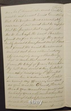 1864 Joseph Snow Letter Arrest of A. S. Barton for Mail Robbery & Forgery, Nice