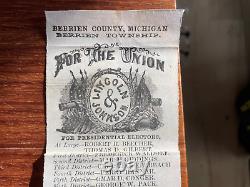 1864 LINCOLN/JOHNSON Election Ticket, Berrien County, MICH. ORIGINAL, A BEAUTY