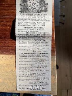 1864 LINCOLN/JOHNSON Election Ticket, Berrien County, MICH. ORIGINAL, A BEAUTY