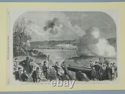 1864 Original Civil War Engraving HOWLETT'S BATTERY on the JAMES RIVER