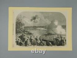 1864 Original Civil War Engraving HOWLETT'S BATTERY on the JAMES RIVER