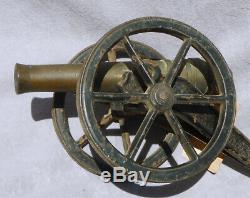 1865 Civil War Brass Cannon Cast Iron Artillery Toy Original Paint KILGORE Era