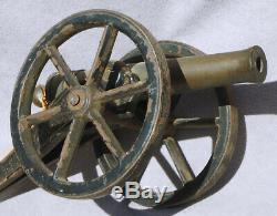 1865 Civil War Brass Cannon Cast Iron Artillery Toy Original Paint KILGORE Era