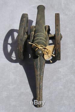 1865 Civil War Brass Cannon Cast Iron Artillery Toy Original Paint KILGORE Era