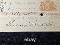 1865 Civil War GENERAL LUCIUS FAIRCHILD Signed Check Payment Sec State JSA COA