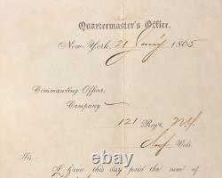1865 Civil War Quartermaster's Receipt for the Capture of a Deserter RARE