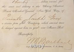 1865 Civil War Quartermaster's Receipt for the Capture of a Deserter RARE