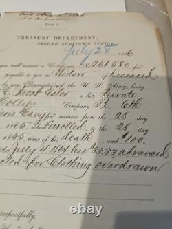 1866 Civil War Letter Of Award To Widow