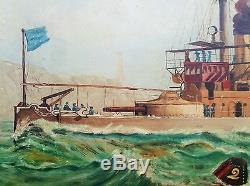 1869 JOHN SCOTT antique british painting us civil war navy battleship maritime