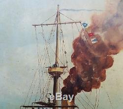 1869 JOHN SCOTT antique british painting us civil war navy battleship maritime