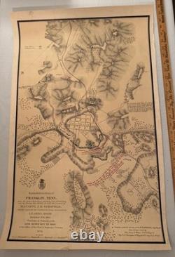 1874 Battlefield Map Franklin Tennessee Civil War Original Hand Colored War Dept