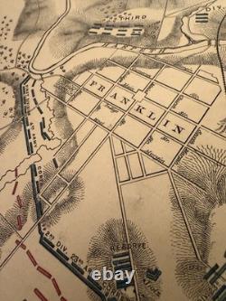 1874 Battlefield Map Franklin Tennessee Civil War Original Hand Colored War Dept