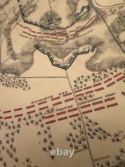 1874 Battlefield Map Franklin Tennessee Civil War Original Hand Colored War Dept