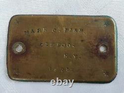 1875 Oswego New York Mark C. Fish Soldier Brass CIVIL War Name Plate Military Ny