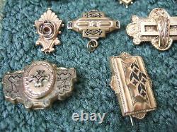 19 Gold CIVIL War Era Brooch/ Pins Lot Mourning Pins, Decorative & Elaborate! Gf