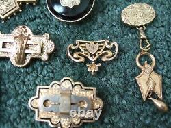 19 Gold CIVIL War Era Brooch/ Pins Lot Mourning Pins, Decorative & Elaborate! Gf