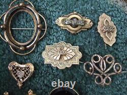 19 Gold CIVIL War Era Brooch/ Pins Lot Mourning Pins, Decorative & Elaborate! Gf