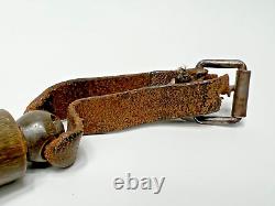 19c. Civil War Hand-turned Horn Military Signal Whistle Leather Sling Loud Sound