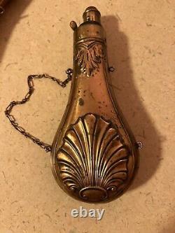 19th Century Civil War Era Copper/ Brass Powder Flask