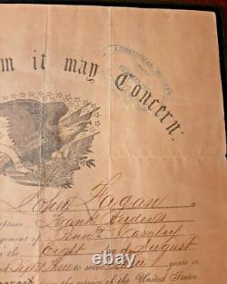19th Regiment Soldiers Record Civil War Muster Signed Doc 1866 Company B J. Fagan
