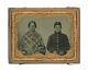 1/4 Plate Civil War Tintype of Young Union Soldier Posed with Mother