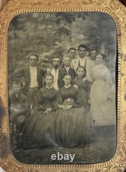 1/4 plate tintype Civil War soldier & family, perhaps celebrating a visit home