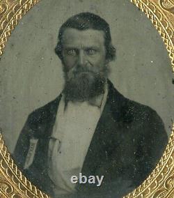 1/6 Plate Ambrotype Photograph Possible Tennessee Rifles Confederate, WithRibbon