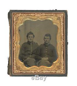 1/6 Plate Civil War Tintype Soldiers Wearing Shell Jackets Ohio Brothers