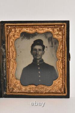 1/6 Plate Civil War Union Soldier Cased Tintype Ohio Antique Portrait Named