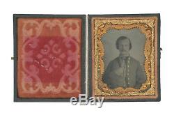 1/9 Plate Civil War Tintype -Somber Confederate Soldier with Richmond Depot Jacket