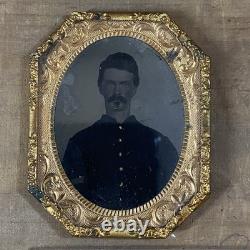 1/9 Plate Octagonal Tintype Photo 1860s Civil War Union Infantry Sergeant