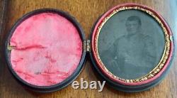 1/9th plate Tintype Armed Confederate Officer Civil War Soldier