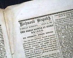 1st Battle of Bull Run Manassas VA Civil War Confederate 1861 Richmond Newspaper