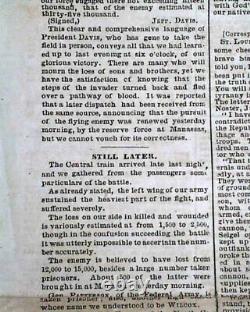 1st Battle of Bull Run Manassas VA Civil War Confederate 1861 Richmond Newspaper