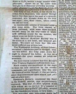 1st Battle of Bull Run Manassas VA Civil War Confederate 1861 Richmond Newspaper