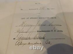 224 Gettysburg Hospital Chief Dr Henry Jane sgd Supply List Alex Va 65 CIVIL WAR
