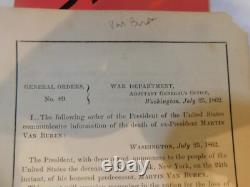 266 Civil War Abraham Lincoln MOURNING General Order Death Of Martin Van Buren