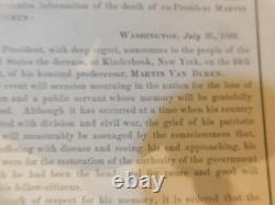266 Civil War Abraham Lincoln MOURNING General Order Death Of Martin Van Buren