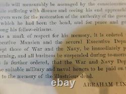 266 Civil War Abraham Lincoln MOURNING General Order Death Of Martin Van Buren