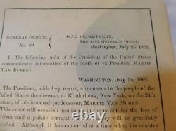 266 Civil War Abraham Lincoln MOURNING General Order Death Of Martin Van Buren