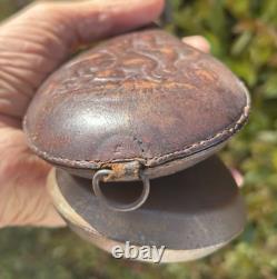 2 CIVIL WAR GUN POWDER FLASKS 1 LEATHER RABBIT KILL 1 COPPER shot pouch PAIR OF