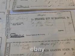 314 Civil War 8 Invoices Samuel Colt Steamboat City of Hartford Illustrated