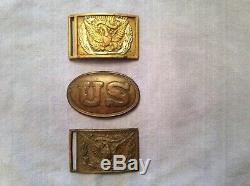 3 Civil War Original Belt Plate Buckles