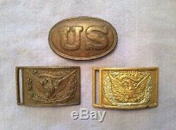 3 Civil War Original Belt Plate Buckles