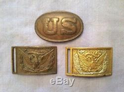 3 Civil War Original Belt Plate Buckles