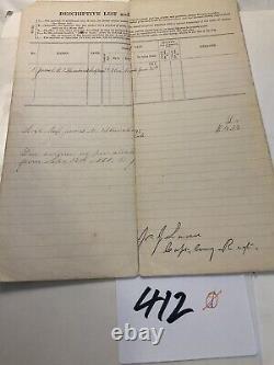 412 BATON ROUGE LA 1864 CIVIL WAR 8th NEW HAMPSHIRE VOLUNTEERS Clothing Account