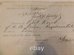 442 Sgn Col Sickles Civil War Illi Cav. Pilot Knob Missouri invoice 1862 General