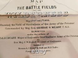 466 Large Civil War Map the Wildness New York Volunteers 1864 Battles Locations