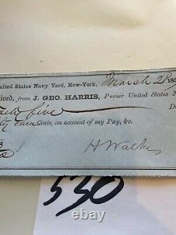 530 CIVIL WAR HERO HENRY WALKE SGN CHECK Fort's Henry Donelson Pillow Vicksburg