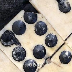 54 Old Rare Vintage Antique Civil War Relic Domino Game Piece Bone Ebony Brass